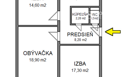 3-izbový byt, 72 m2, lodžia (4.p/4), Košice Juh Panelová