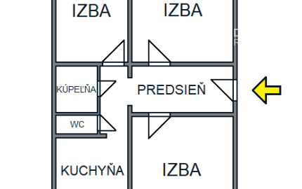 3-izbový byt, 72 m2, lodžia (7.p/8), Košice Bruselská