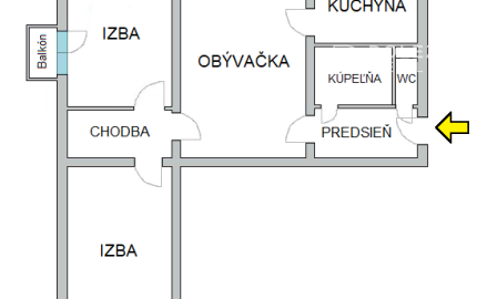 3-izbový byt, 69 m2, lodžia, 2x balkón (7.p) Košice Němcovej