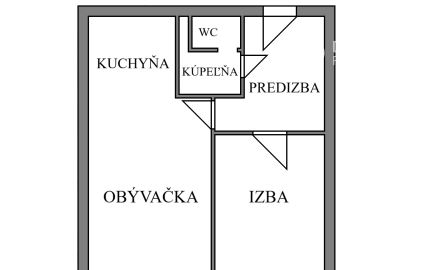 1,5 - izbový byt, 40 m2, (2.p/7), Košice Terasa Markušova