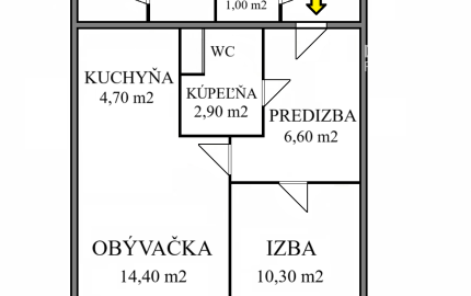 1,5 - izbový byt, 40 m2 (4. posch), Košice Terasa Kežmarská