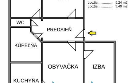 4-izbový byt, 90 m2, 2x lodžia (7.p/8), Košice KVP Janigova