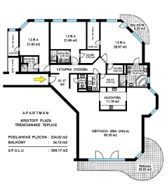 4-izb. apartmán, 268 m2, Kristoff Plaza, Trenčianske Teplice