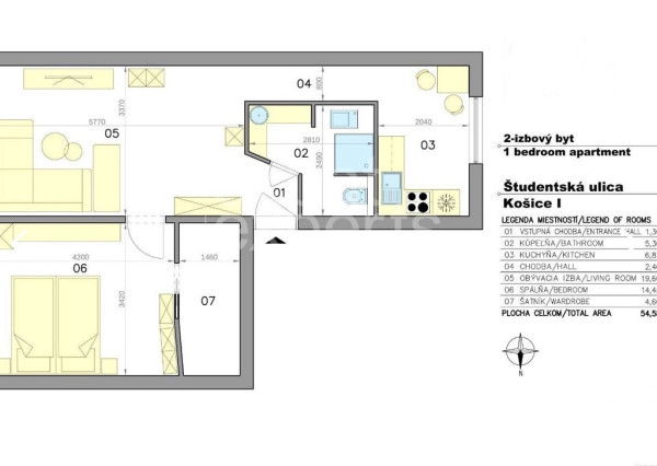 Na predaj kompletne zariadený 2-izbový tehlový byt v obľúbenej lokalite Košice – Sever, Študentská ulica