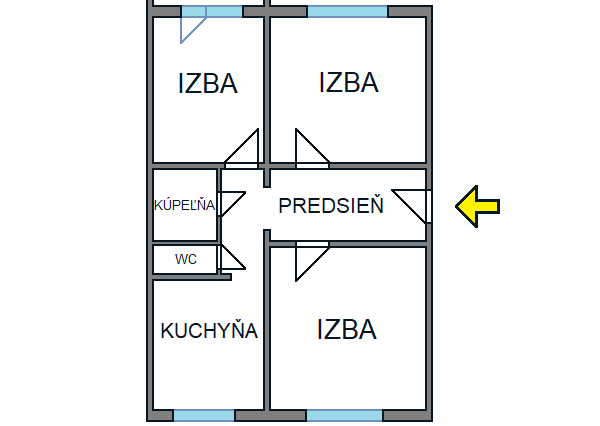 3-izbový byt, 72 m2, lodžia (7.p/8), Košice Bruselská