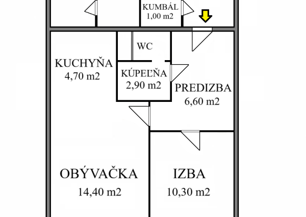 1,5 - izbový byt, 40 m2 (2. posch), Košice Terasa Markušova