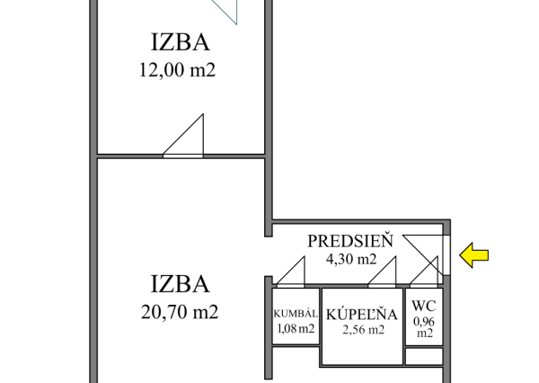 2-izbový byt, 49 m2, lodžia (4.p/7), Košice Juh Ostravská