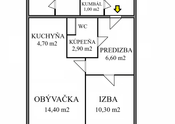 1,5 - izbový byt, 40 m2 (4. posch), Košice Terasa Kežmarská