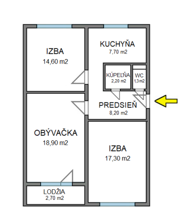 3-izbový byt, 72 m2, lodžia (4.p/4), Košice Juh Panelová - fotografia 16
