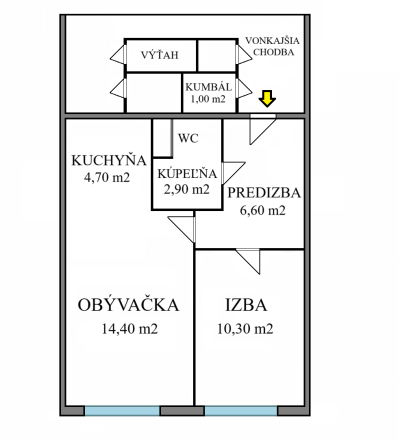 1,5 - izbový byt, 40 m2 (4. posch), Košice Terasa Kežmarská - fotografia 11