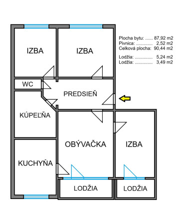 4-izbový byt, 90 m2, 2x lodžia (7.p/8), Košice KVP Janigova - fotografia 19